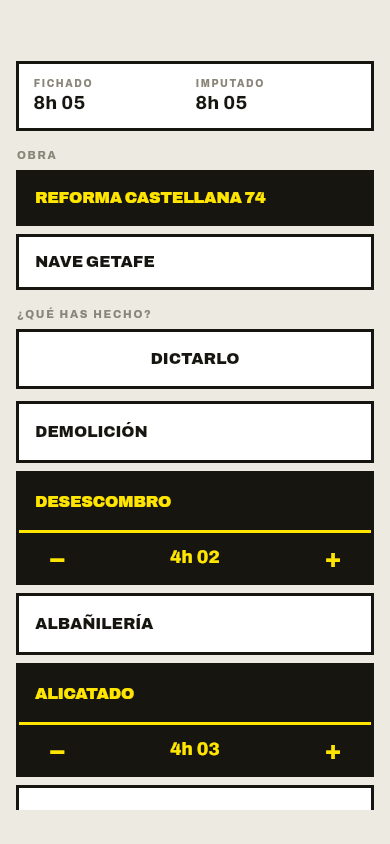 Parte diario de Tajo con el botón para dictarlo